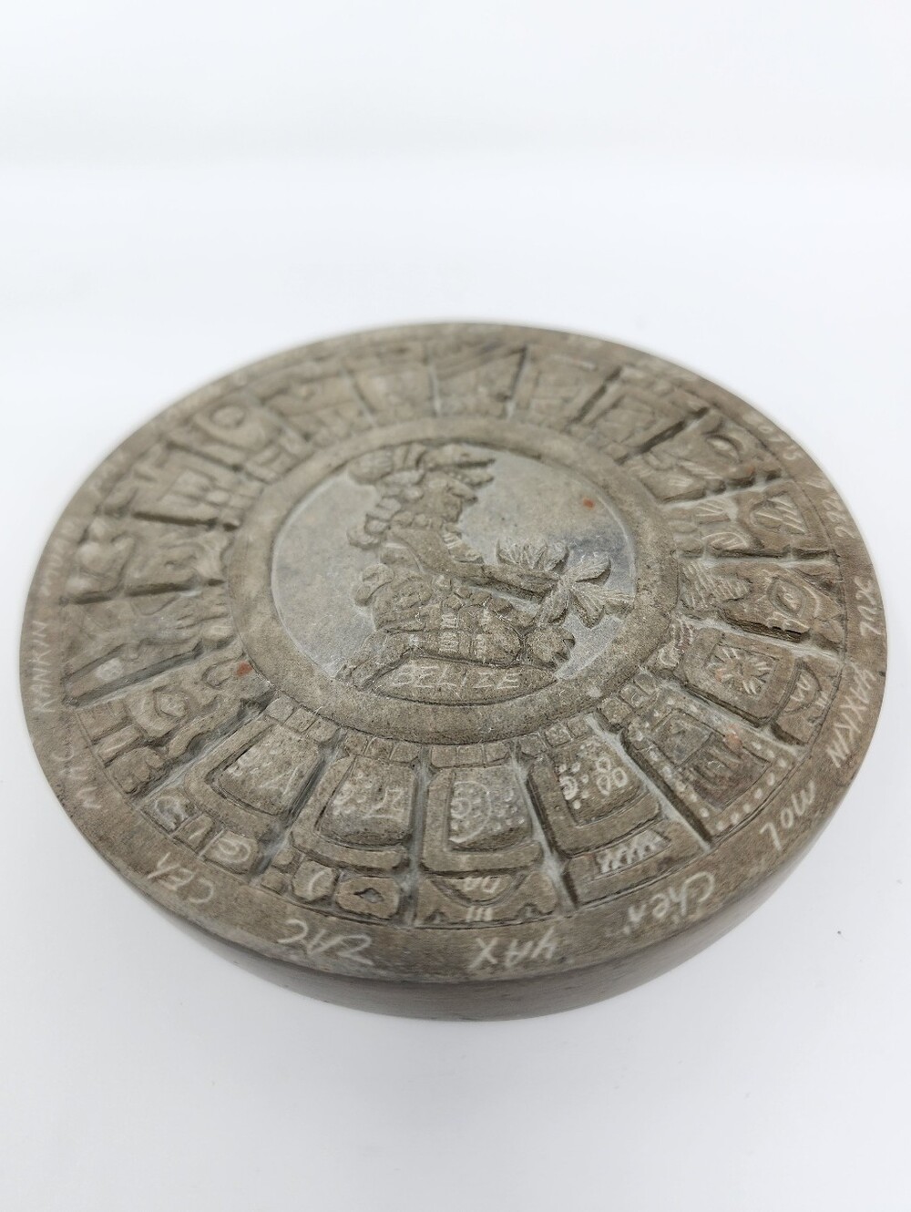 Mayan Calendar Stone Paperweight Carved in Belize - Picture 3 of 6